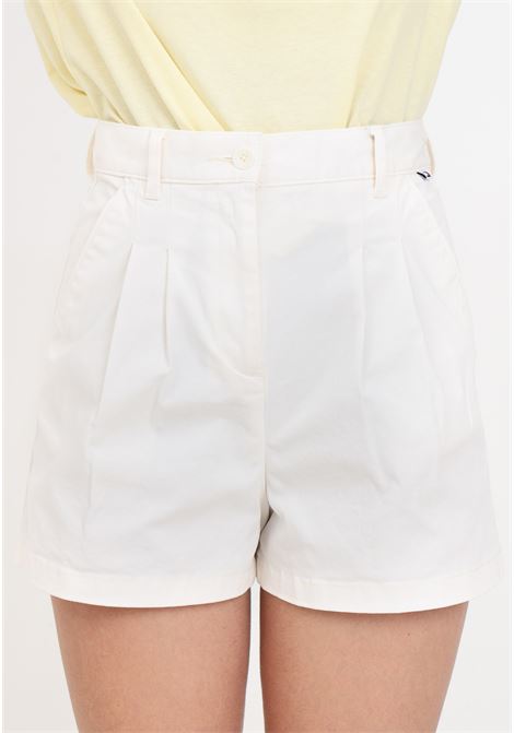 White women's shorts with flag logo patch on the back TOMMY JEANS | DW0DW17775YBHYBH